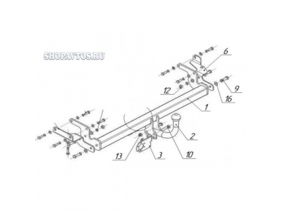 Фаркоп на Mitsubishi Lancer IX седан 2003-2007гг. от AvtoS Фаркоп на Mitsubishi Lancer IX седан 2003-2007гг.