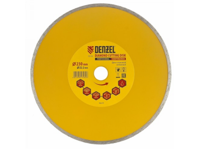Диск алмазный отрезной сплошной, 230 х 22,2 мм., мокрая резка DENZEL