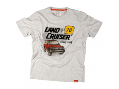 Футболка мужская Toyota Men's T-Shirt, Land Cruiser 70, Grey, артикул TMHRTTCM02S
