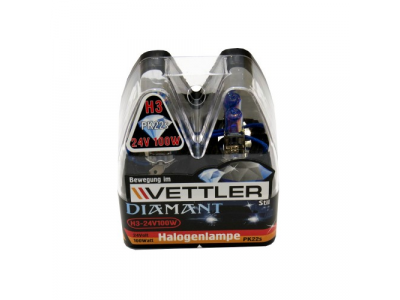 Лампа галоген.H3 24 V 100 W Diamant (к-т) (PK22s) VETTLER от VETTLER Лампа галоген.H3 24 V 100 W Diamant (к-т) (PK22s) VETTLER